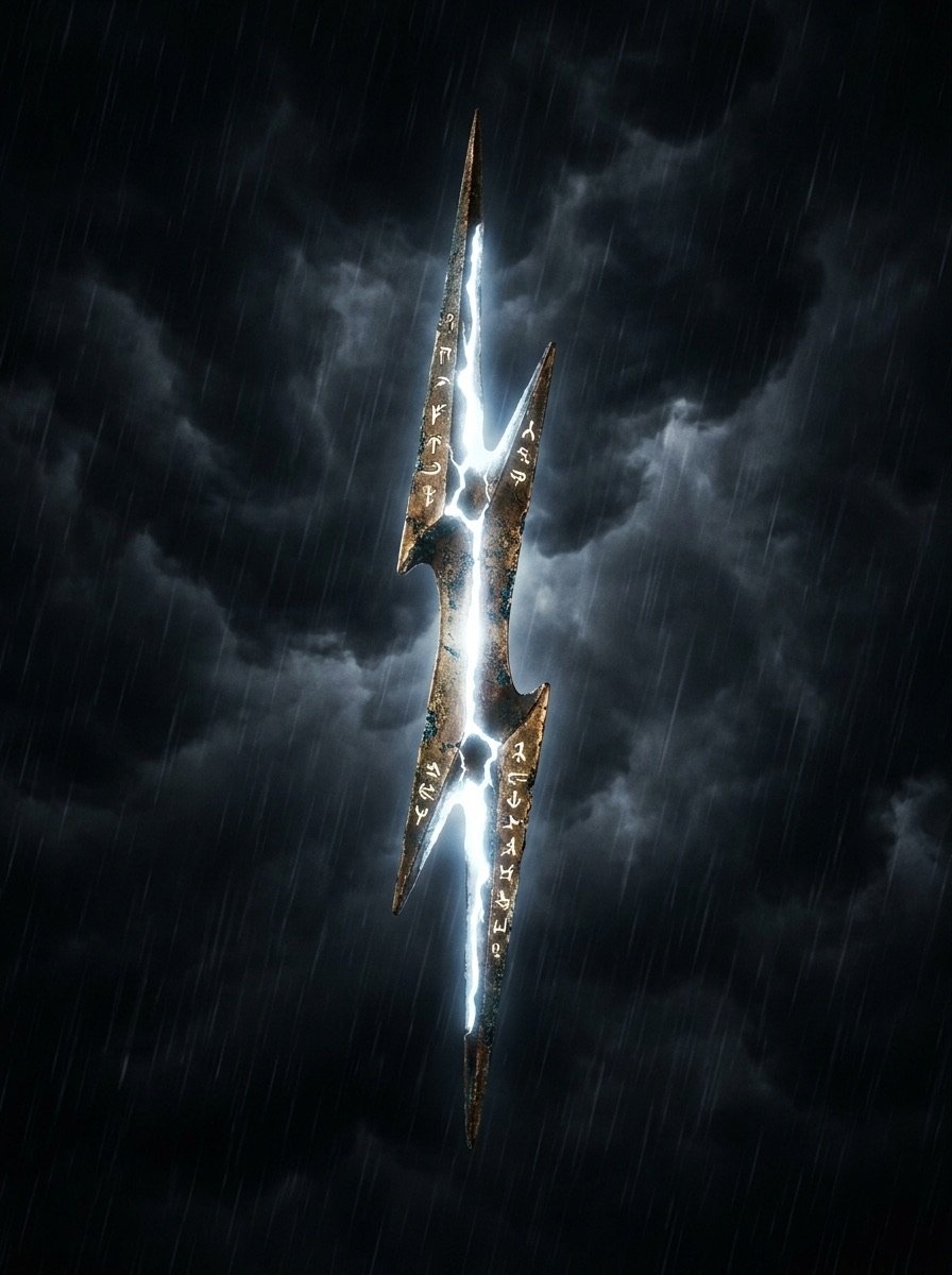 Thunderbolt of Zeus artifact image. The Thunderbolt of Zeus is the signature weapon of Zeus, king of the gods in Greek mythology, and often appears in the form of thunder, lightning, or a lightning bolt. A common account says that Zeus received it after freeing the Cyclopes. It symbolizes heavenly kingship, divine punishment, and irresistible overwhelming power.