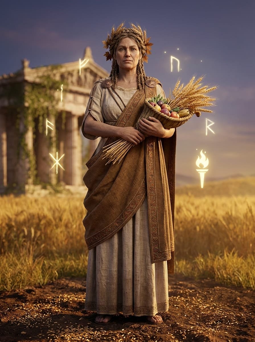 Demeter character portrait. Goddess of Grain, Abundance, and Maternal Grief