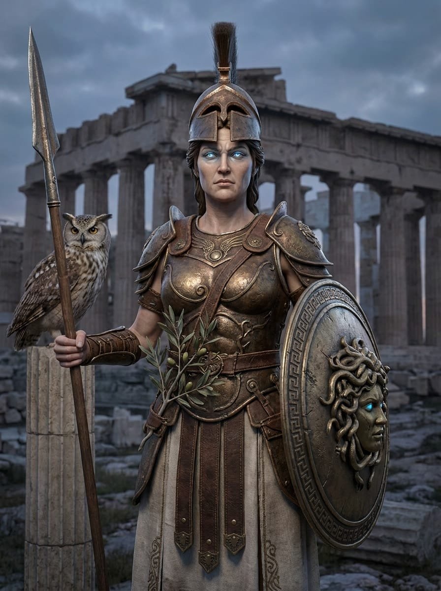 Athena character portrait. Goddess of Wisdom, Battle Strategy, and the City-State