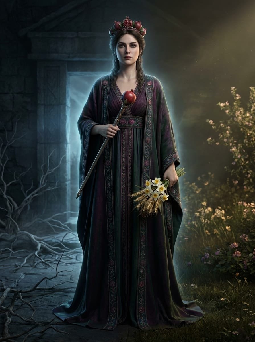Persephone character portrait. Queen of the Underworld and Goddess of Spring’s Return