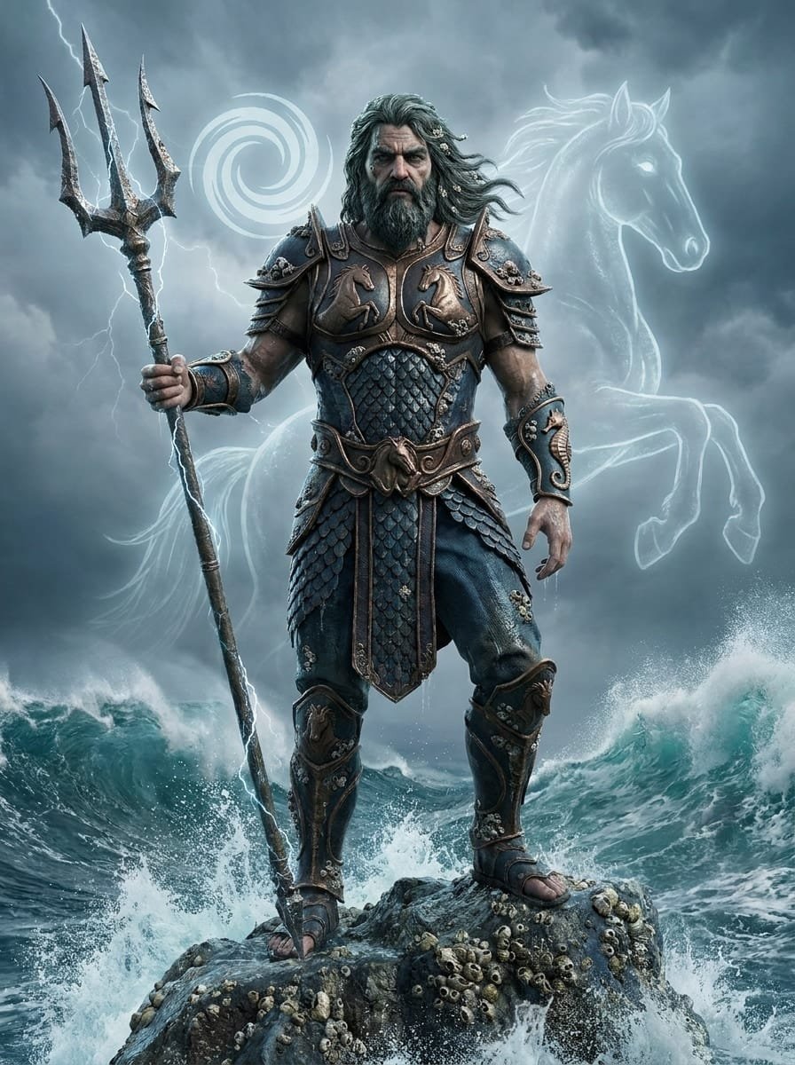 Poseidon character portrait. God of the Sea