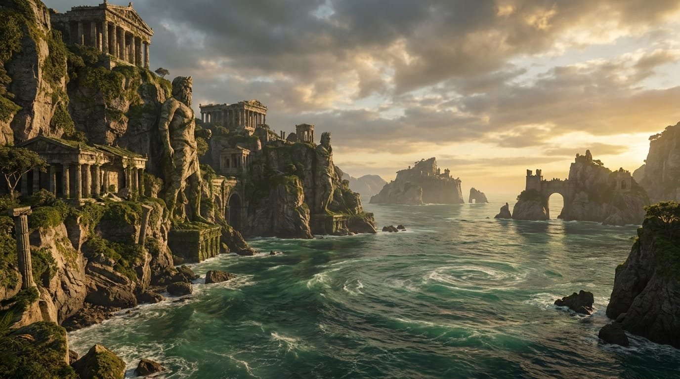 Oceanus place image. Oceanus is the encircling ocean of early Greek cosmology, often personified as the Titan of the same name. It matters because it marks the outer edge of the world and links the sea to the oldest divine lineage.