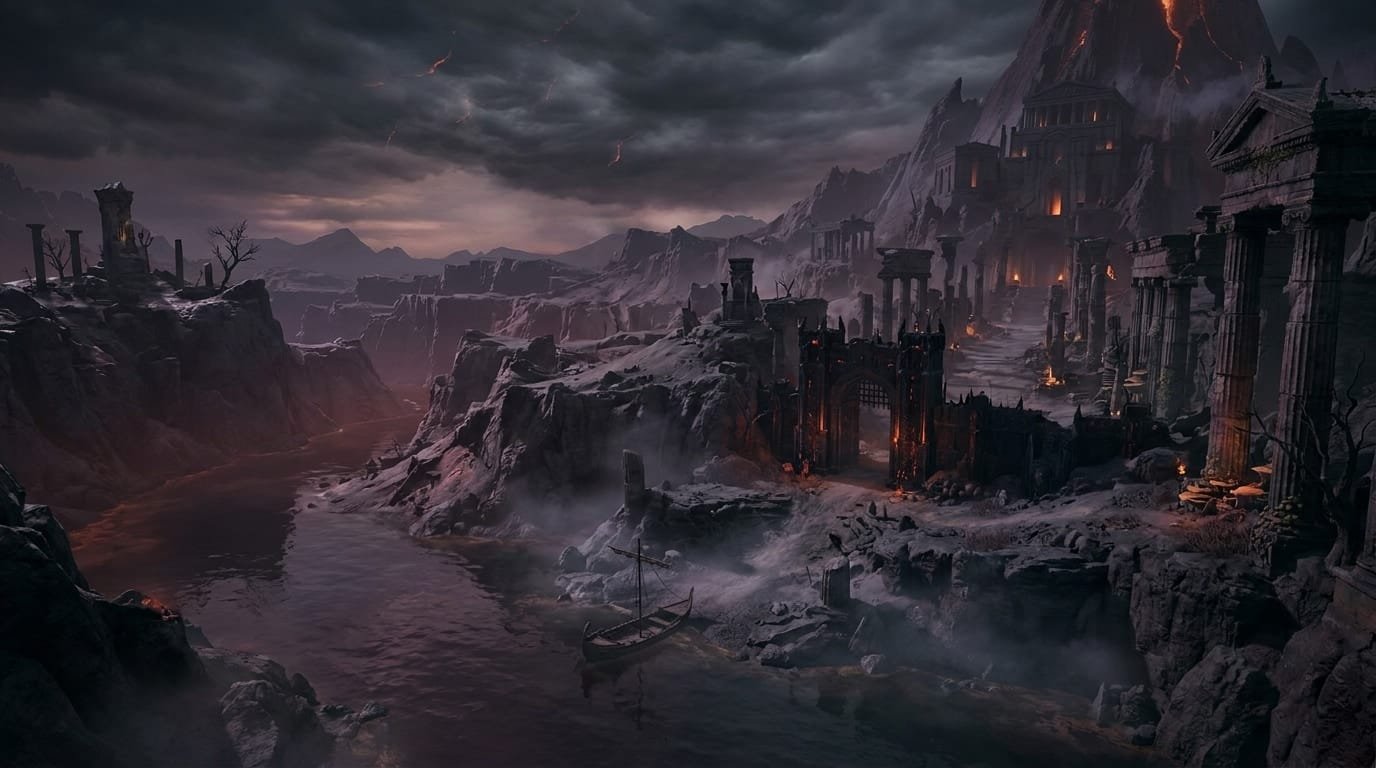 Underworld place image. The Underworld is the realm of the dead in Greek mythology, the subterranean domain ruled by Hades and Persephone. It has a central place in stories of heroic descent, the appearance of the dead, and the order of the afterlife.